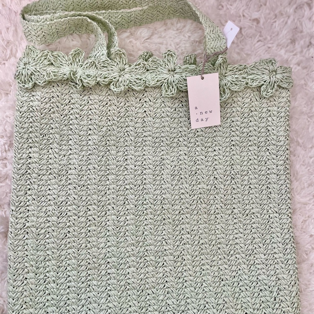 A New Day Green Floral Tote Bag‎